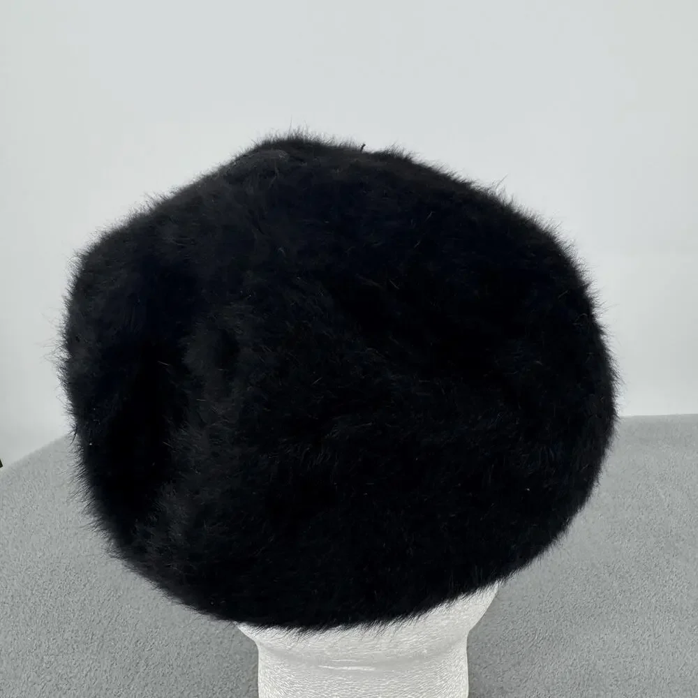 Kangol Heritage Furgora Wendy Black Angora Blend Fuzzy Cap Hat One Size
